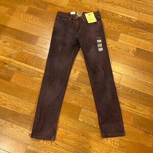 Levi's 511 Slim Men's Jeans Red Garment Dye Burgundy Stretch Fit Denim NWT 28x30